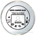 Small continuous rim diamond cutting blade for chip-free cutting extremely hard and brittle material
